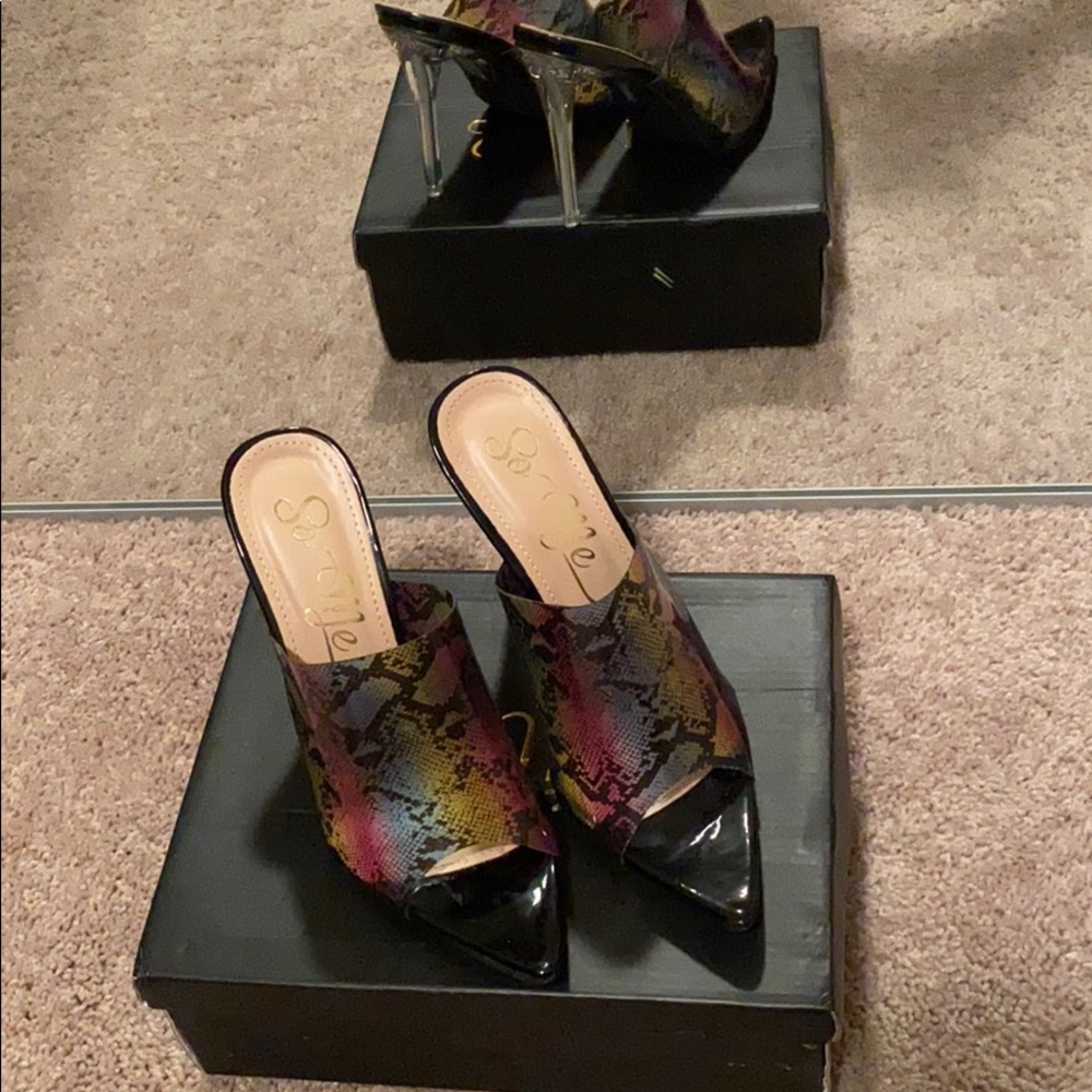 So Me Multi Color Snake Print Mules - image 2